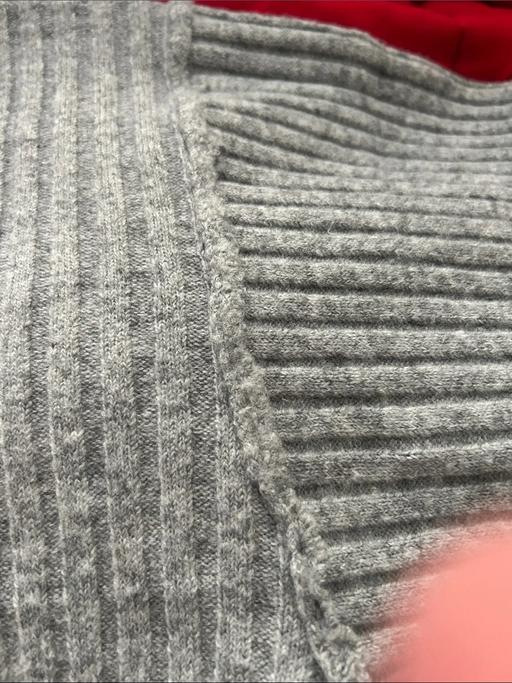 Amazon Women's Light Gray Rib-Knit Crew Sweater with Button Placket